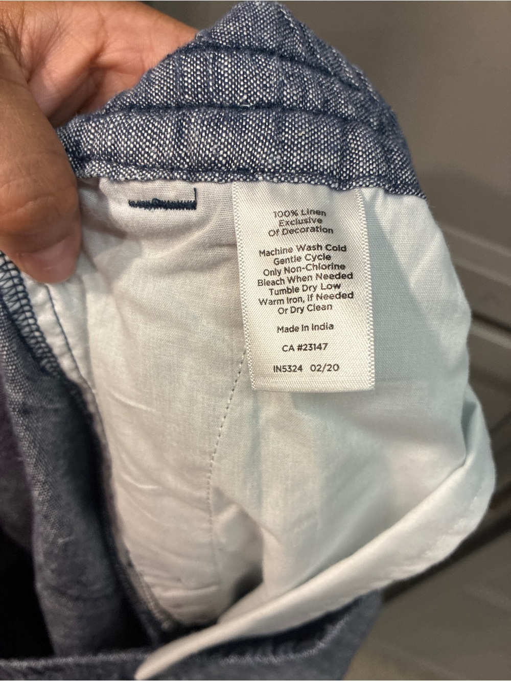 Talbots Blue Linen-Blend Drawstring Chinos - Picture 3 of 4